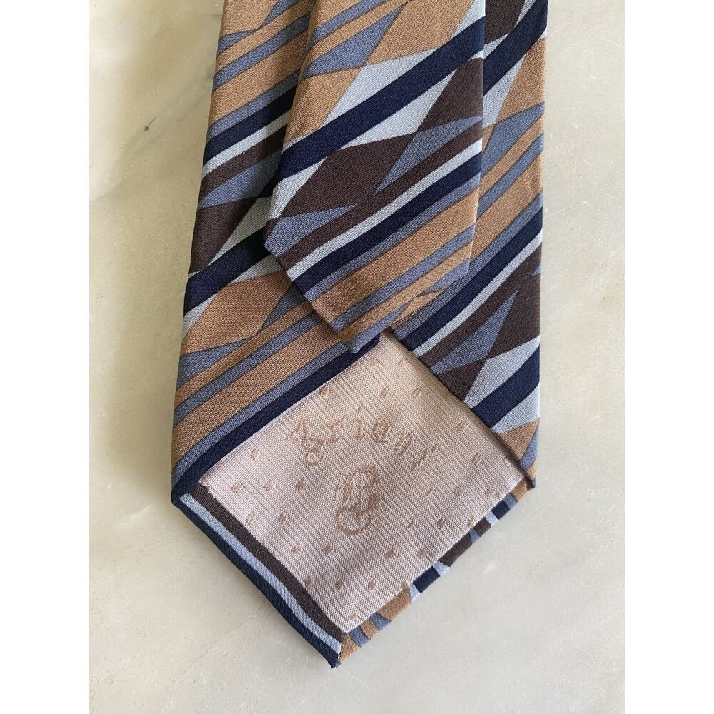 Brioni Brown Striped geometric Luxury Designer Silk Tie vintage Italy - Picture 6 of 6